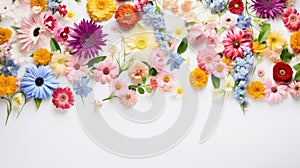 spring flowers pattern copy with space on white background