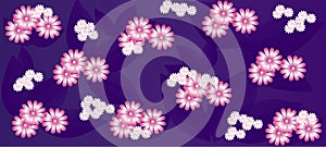 Spring flowers pattern, graphic floral motive. Graphic flowers.