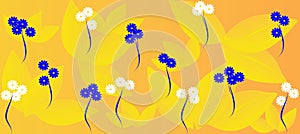 Spring flowers pattern, graphic floral motive. Graphic flowers.