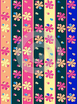 Spring flowers pattern, graphic floral motive. Vector illustration eps.
