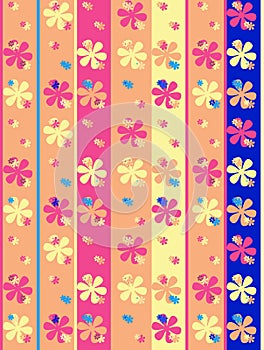 Spring flowers pattern, graphic floral motive. Vector illustration eps.