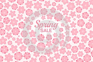 Spring flowers, pink blossoms background, flat