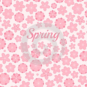 Spring flowers, pink blossoms background, flat