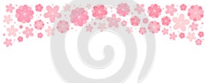 Spring flowers, pink blossoms border, flat