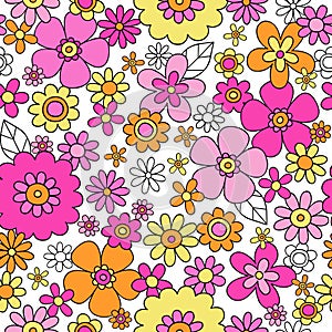 Spring Flowers Seamless Repeat Pattern Vector Illu