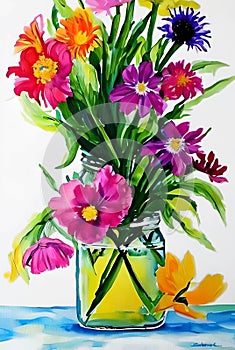 Spring flowers in a vase