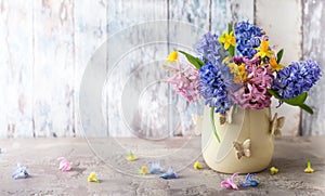 Spring flowers in vase for holiday