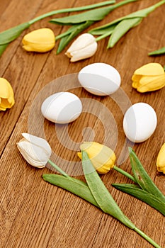 spring flowers white eggs easter holiday decoration