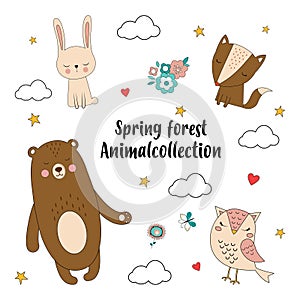 Spring forest animal collection