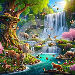 A spring dawn forest.