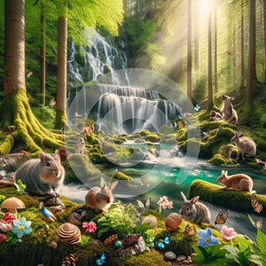 A spring dawn forest.