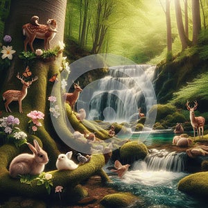 A spring dawn forest.