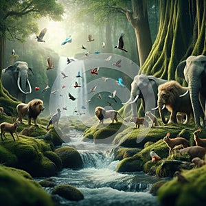 A spring dawn forest.