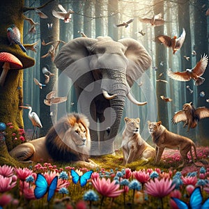 A spring dawn forest.