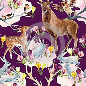 Spring forest seamless pattern.