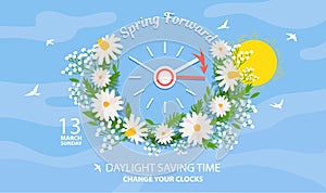 Spring Forward Banner. Daylight Saving Time Reminder