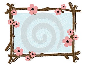 Spring frame with blooming tree branches