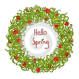 Spring frame floral wreath isolated on white