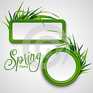 Spring frame with grass. Vector illustration