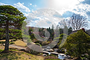 spring garden at ancient Oshino Hakkai village near Mt. Fuji, Fuji Five Lake region