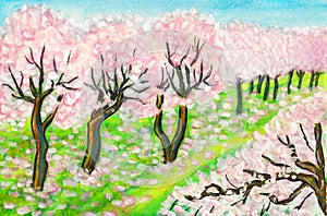 Spring garden, painting