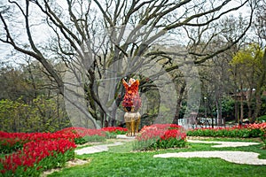 Spring garden with tulips a the Small Ottoman Palace named Hidiv Kasri photo