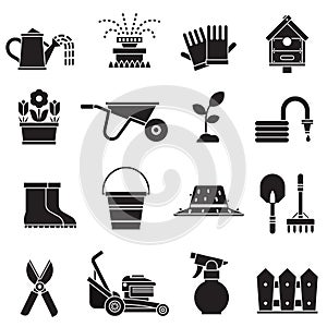 Spring Gardening Icons Set