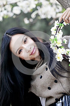 Spring girl with garlands