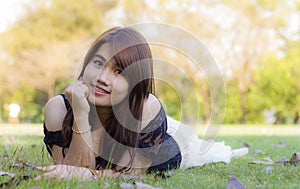 Spring Girl lying on the Field