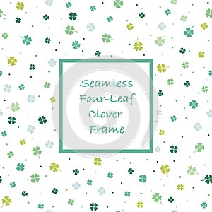 Abstract Seamless Square Springtime Frame With Four-Leaf Clovers, Vector Illustration.