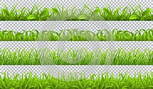 Spring green grass, seamless pattern. 3d vector set