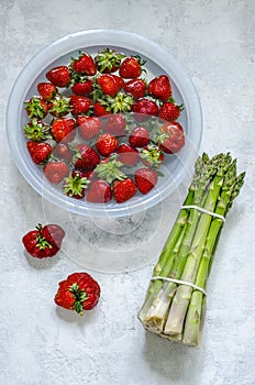 spring harvest: strawberry and asparagus