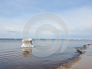 Spring ice on The white sea coast. The Island Of Yagry. Severodvinsk. The Arkhangelsk region