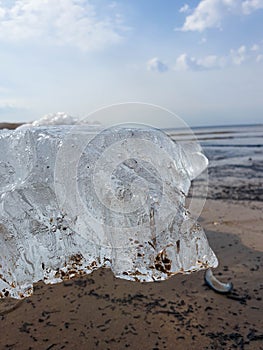 Spring ice on The white sea coast. The Island Of Yagry. Severodvinsk. The Arkhangelsk region