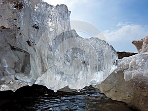 Spring ice on The white sea coast. The Island Of Yagry. Severodvinsk. The Arkhangelsk region