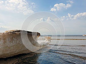 Spring ice on The white sea coast. The Island Of Yagry. Severodvinsk. The Arkhangelsk region