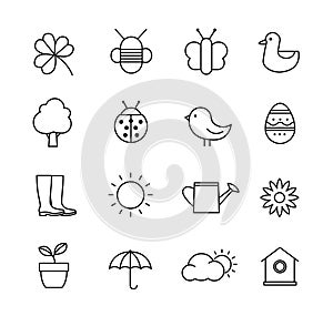 Spring Icons - Thin Lines Design
