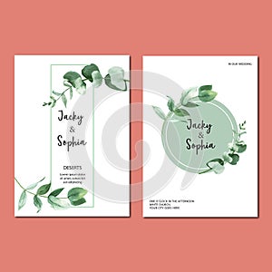 Spring Invitation card with floral maple and leaves. freshness botanical,thanks card, motherâ€™s day flower watercolor vector