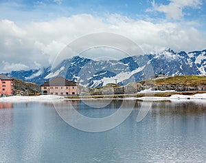 Spring lake on Gottardo pass, Switzerland photo