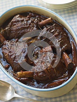 Spring Lamb Shanks braised in Red wine photo