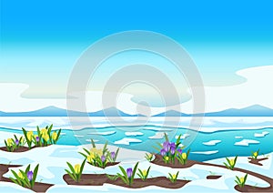 Spring landscape with river