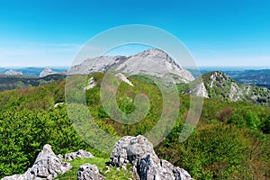 Spring landscape with Anboto mountain in Urkiola