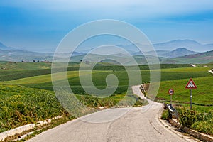 Spring landscape in the Bivio Guglia area on the island of Sicily