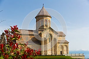 Spring landscape with Church of Saint Nino in Bodbe monastery