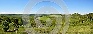 Spring landscape in the Czech Republic. Beautiful panoramic landscape photos with the castle Buchlov.