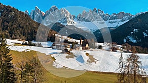 Spring landscape Dolomites Alps Santa Maddalena village Val di Funes valley South Tyrol Italy
