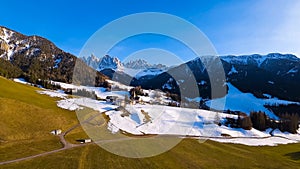 Spring landscape Dolomites Alps Santa Maddalena village Val di Funes valley South Tyrol Italy