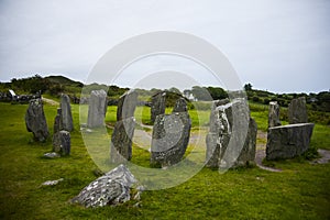 Spring landscape in Drombeg megaliths in Ireland photo