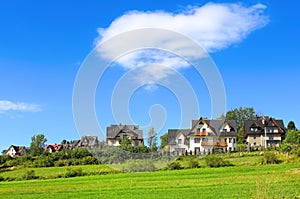 Spring landscape with houses