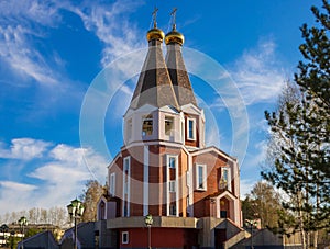 Spring  landscape. Morning and Orthodox Church Seversk.